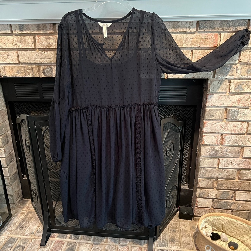 Matilda Jane Black Swiss Dot Long Sleeve Babydoll Dress